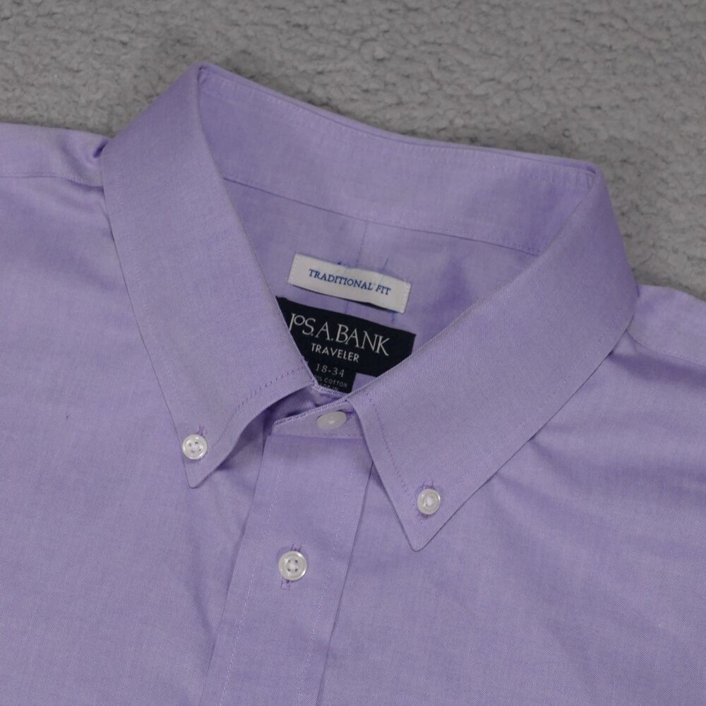 Jos A Bank  Button Up Shirt Mens 18-34 Traditional Fit Purple Long Sleeve